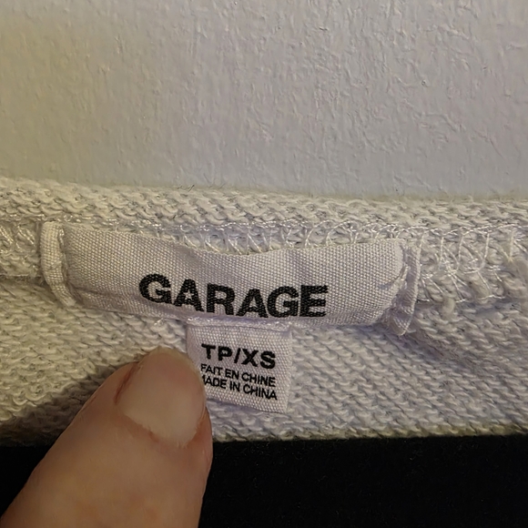 Garage Light Gray Cropped Off Shoulder Sweatshirt - Picture 2 of 6